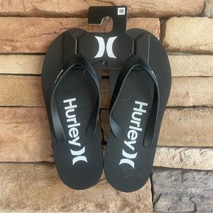 Hurley black flip flop thong sandals NWT 10